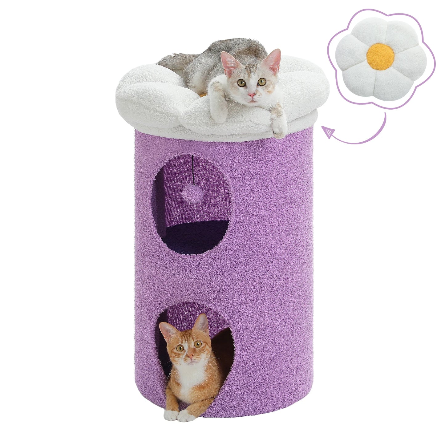 Flower Cat House With Pompom Ball For Spacious Multi Cat
