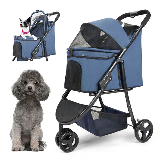 Foldable Pet Stroller Bag for Dogs and Cats on the Go