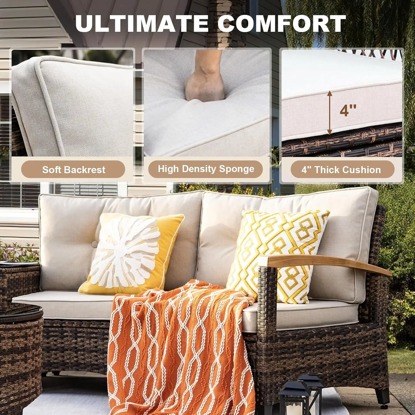 Stylish Half-Moon Outdoor Patio Furniture Conversation Set