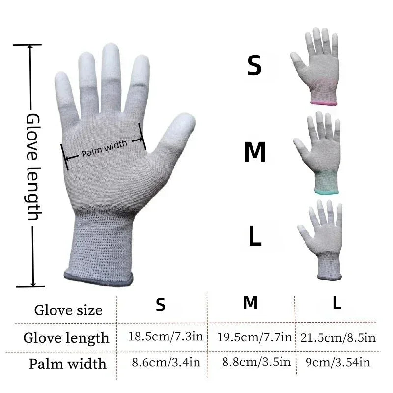 ESD Safety Work Gloves With Coated Fingertips For Electronics Maintenance