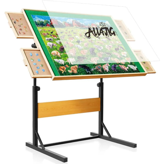 Wooden Jigsaw Puzzle Table for Adults With Drawers