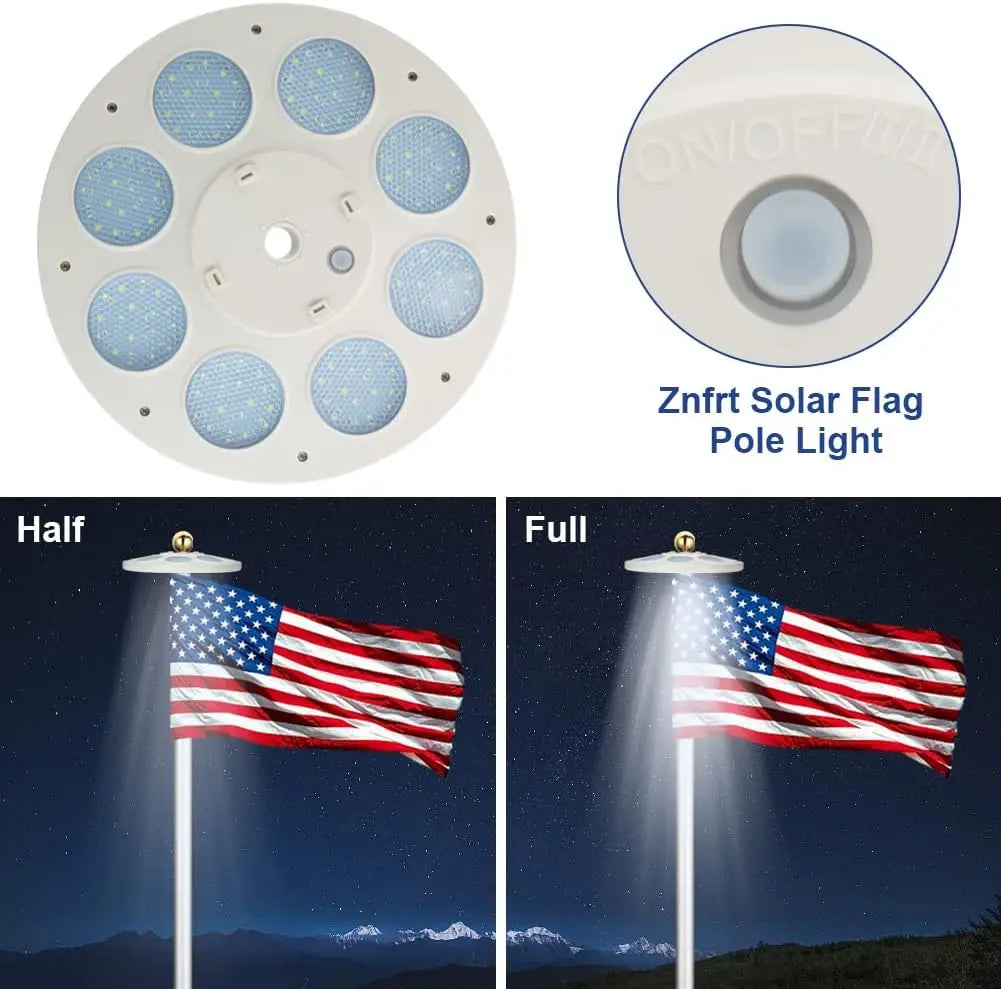 Solar Flag Pole Light with 136 Bright LEDs for Outdoor Use