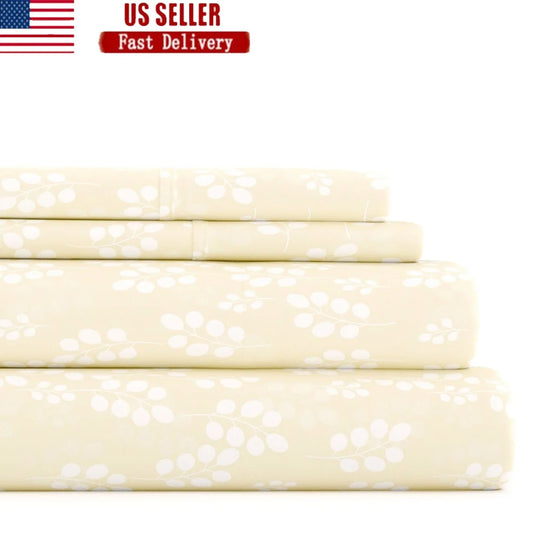 Luxurious Microfiber Bed Sheet Set with Floral Pattern