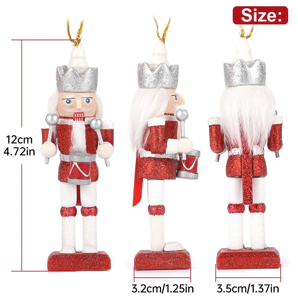 Wooden Nutcracker Soldier Ornaments Set for Christmas Decor