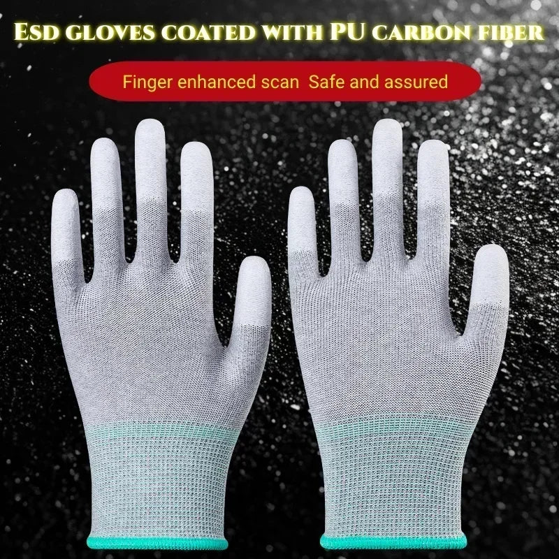 ESD Safety Work Gloves With Coated Fingertips For Electronics Maintenance