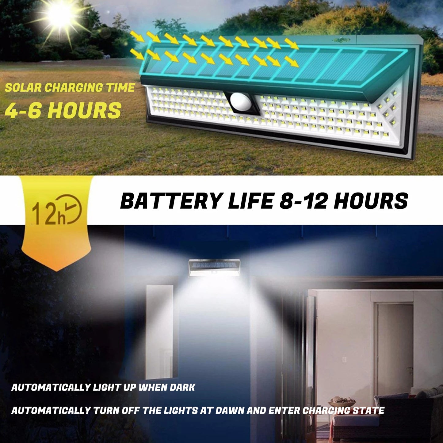 Solar Sensor Wall Light With Three Mode Outdoor Decoration