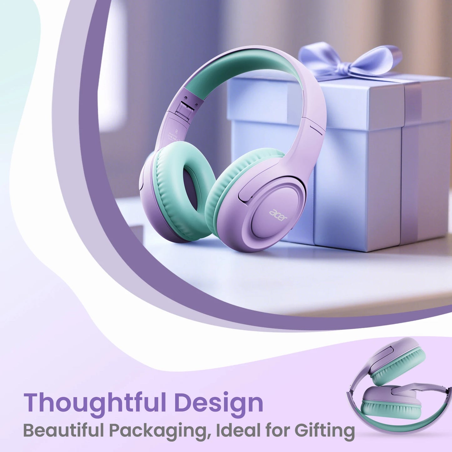 Acer Kids Wired Headphones with Volume Limiter for Learning