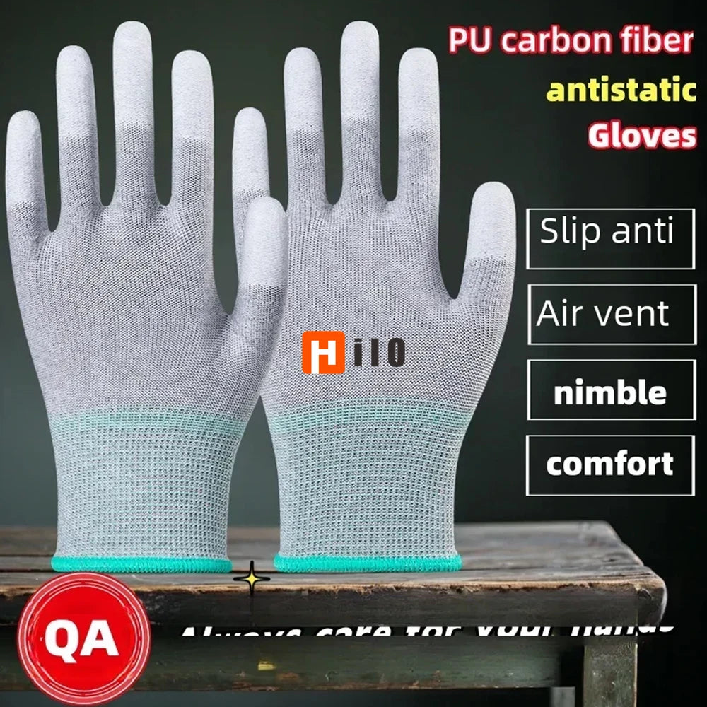 ESD Safety Work Gloves With Coated Fingertips For Electronics Maintenance
