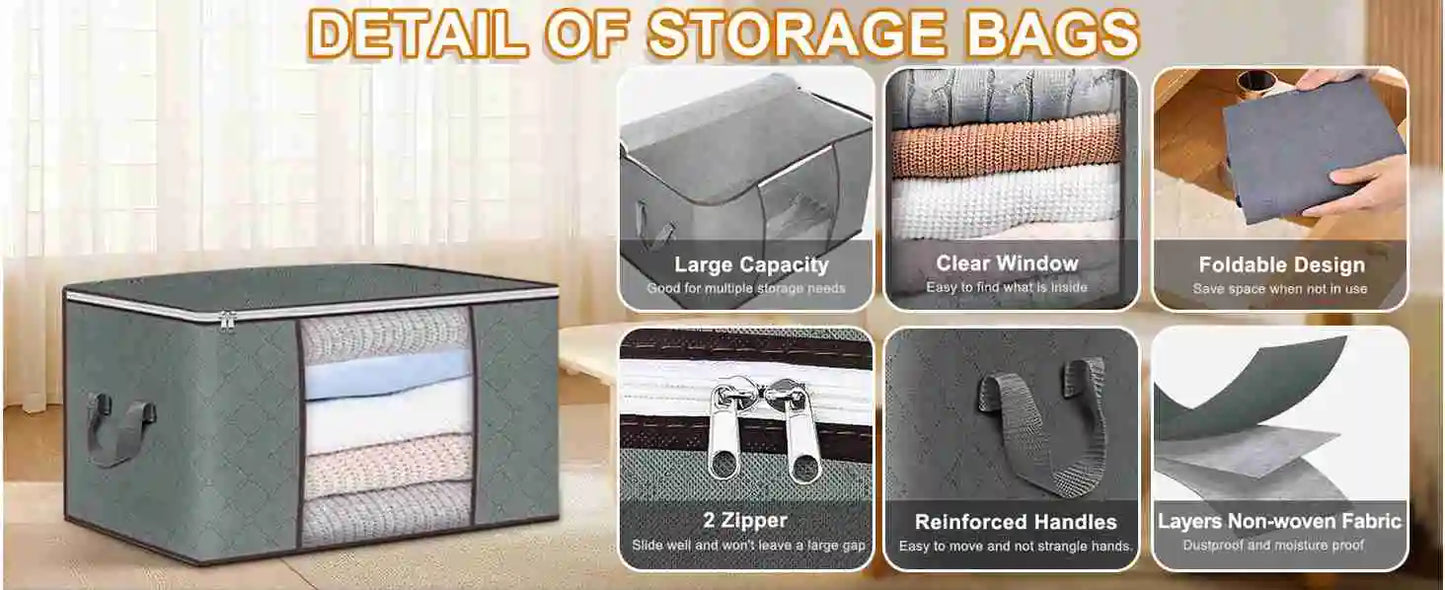 Large Storage Bags with Sturdy Handles for Organized Closet