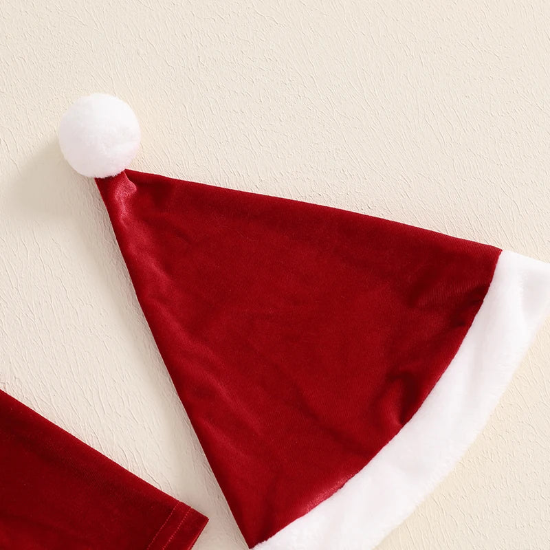 Baby Girl Velvet Christmas Romper Set With Letter Print Hat