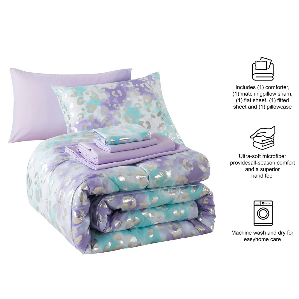 Reversible Cheetah Comforter Bedding Set with Storage Bag