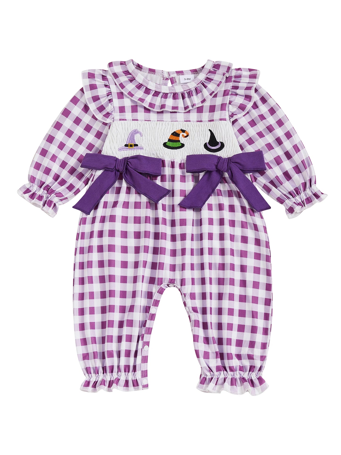 Adorable Toddler Halloween Costume Pumpkin Embroidery Romper