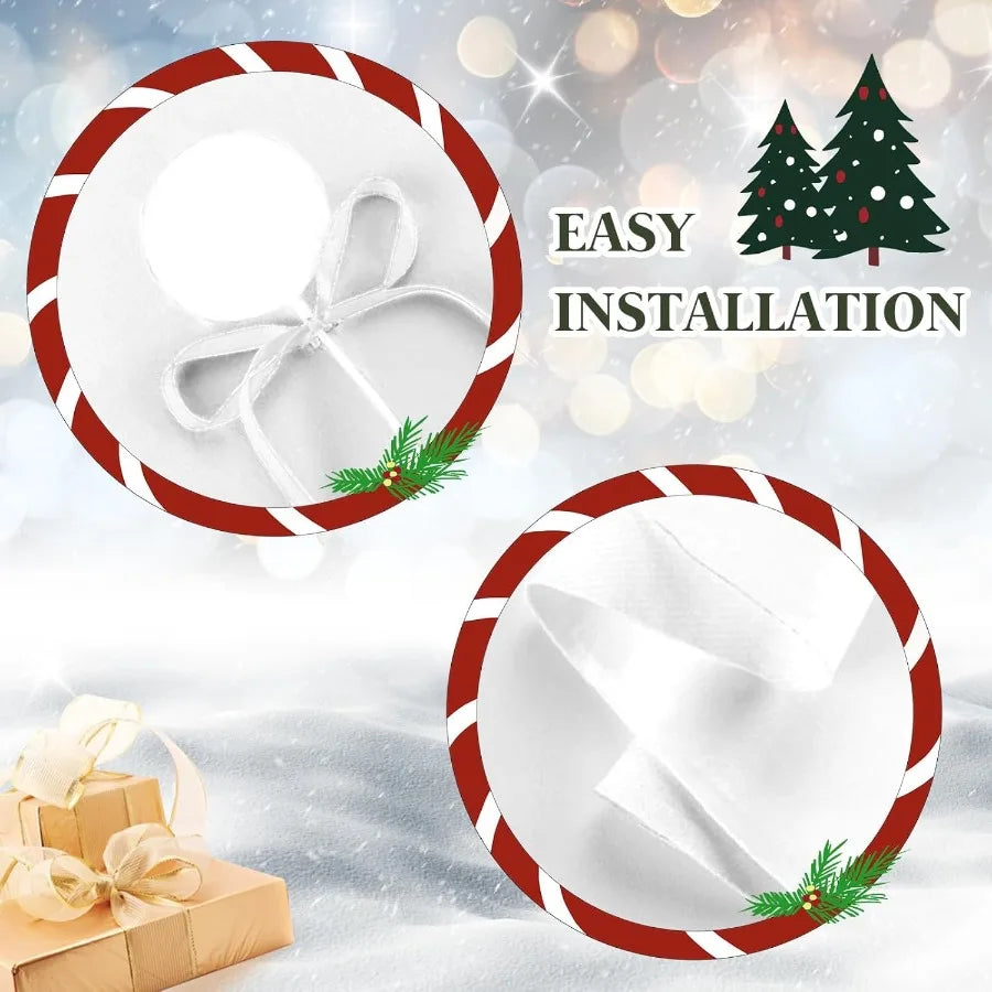 Snowman Christmas Tree Skirt With Reindeer Snowflakes Decor