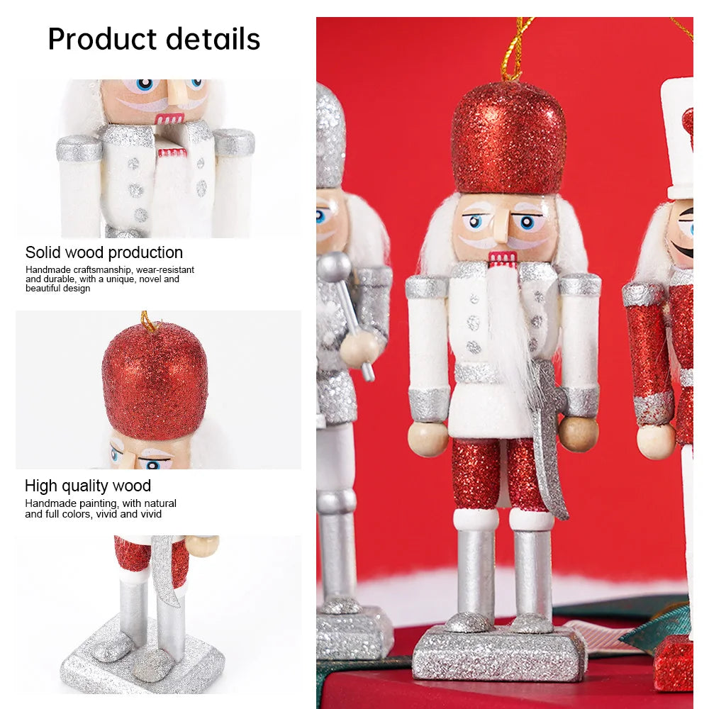 Wooden Nutcracker Soldier Ornaments Set for Christmas Decor