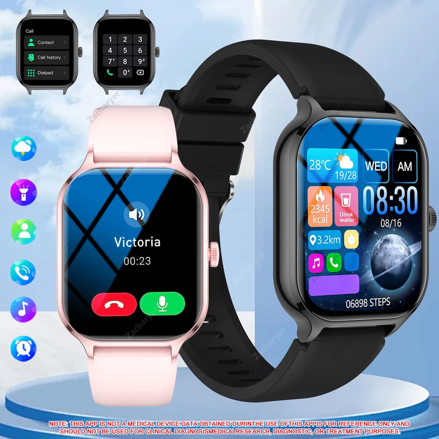 Smart Touch Screen Sports Watch with Call and Message Features