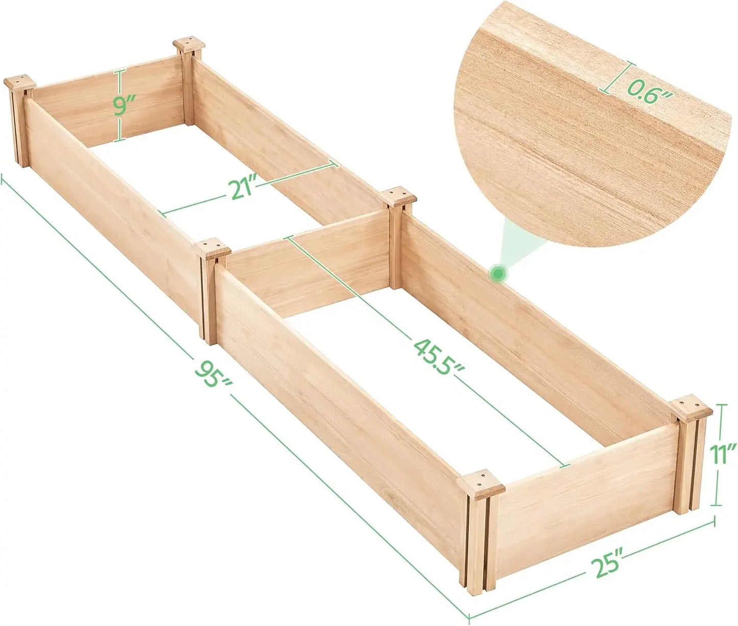 Customizable Wooden Raised Garden Bed Divisible Planter Box