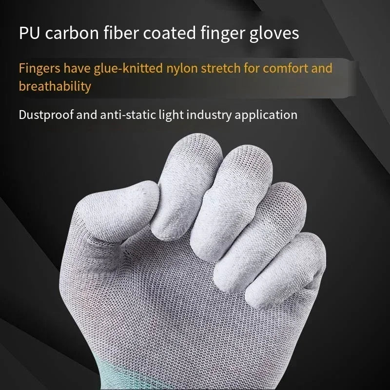 ESD Safety Work Gloves With Coated Fingertips For Electronics Maintenance
