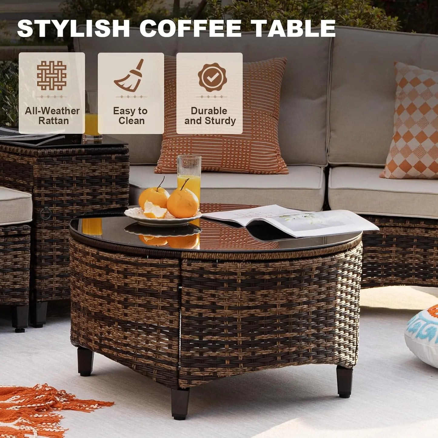 Stylish Half-Moon Outdoor Patio Furniture Conversation Set