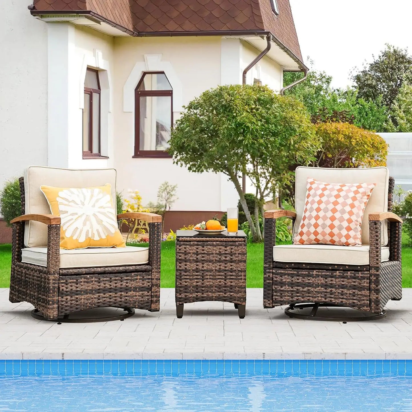 Stylish Half-Moon Outdoor Patio Furniture Conversation Set