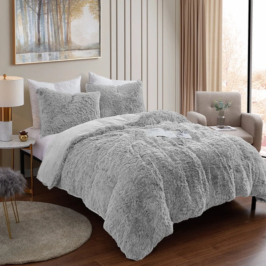 Cozy Plush Faux Fur Microfiber Comforter Bedding Set